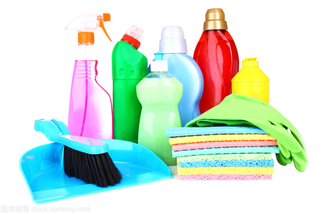 孤立在白色的清潔產品