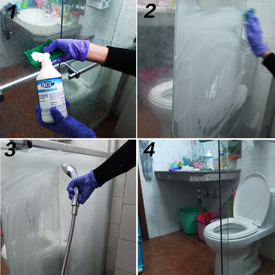 淋浴房玻璃清潔劑頑固水垢清洗劑清潔浴室玻璃門水漬銹跡強力去污