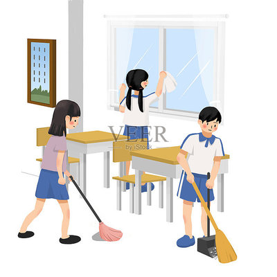 學(xué)校里打掃衛(wèi)生的學(xué)生圖片